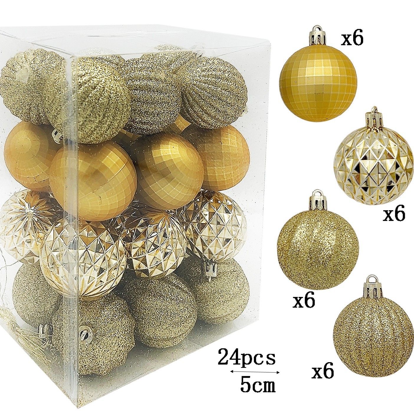 Navidad transfronteriza nueva bola de polvo brillante 5CM 24 colgantes de árbol de Navidad atmósfera festiva bola de decoración