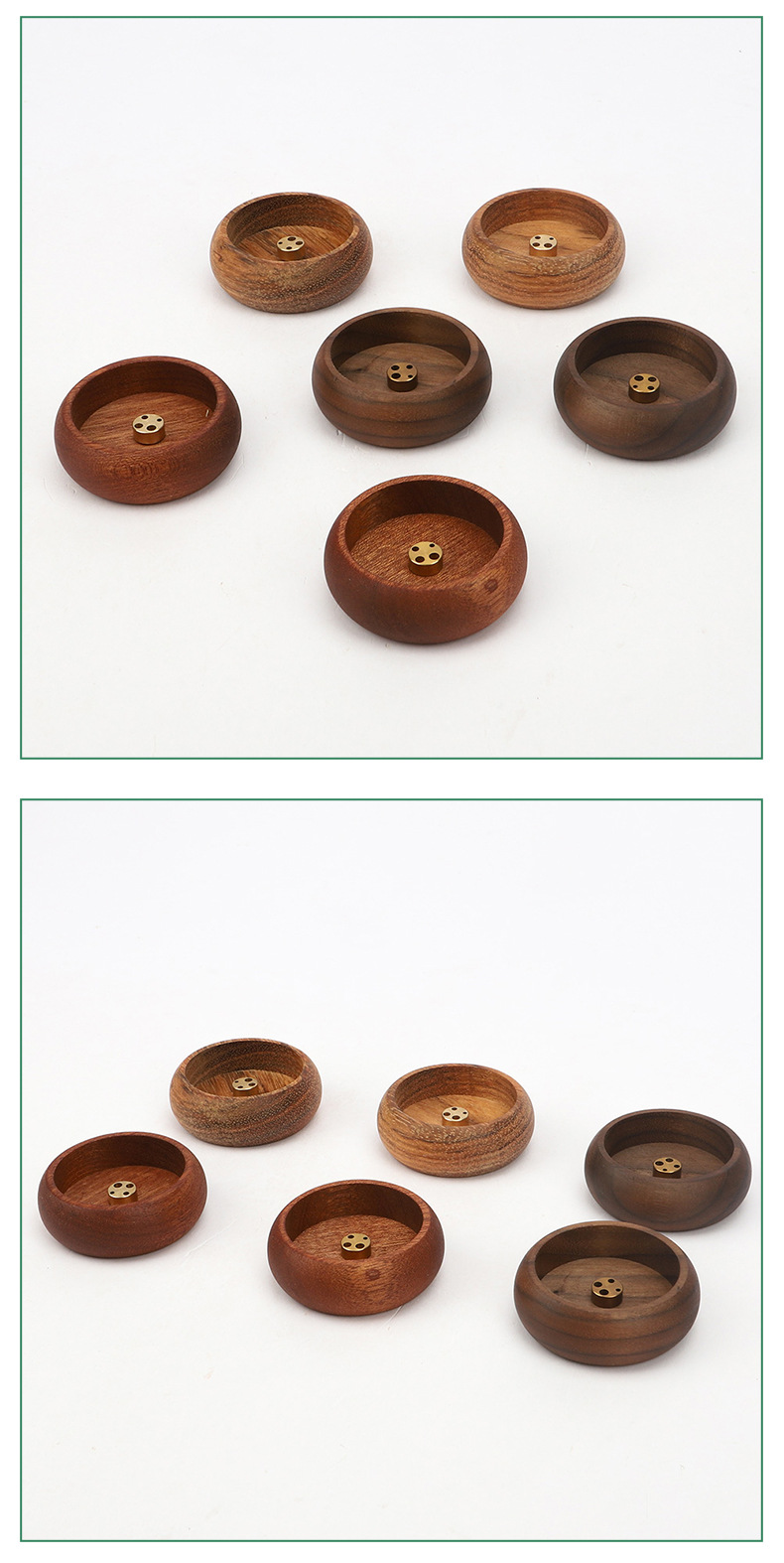 Chinese style black walnut home incense holder 4-hole wooden incense stick holder home handmade incense base fine incense holder