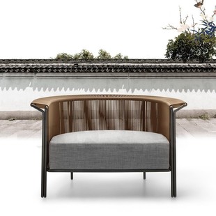 Outdoor Sofa Balcony Rattan Sofa Open-Air Leisure Rattan Chair Coffee Table Combination Outdoor Chinese Courtyard Rattan Sofa Chair