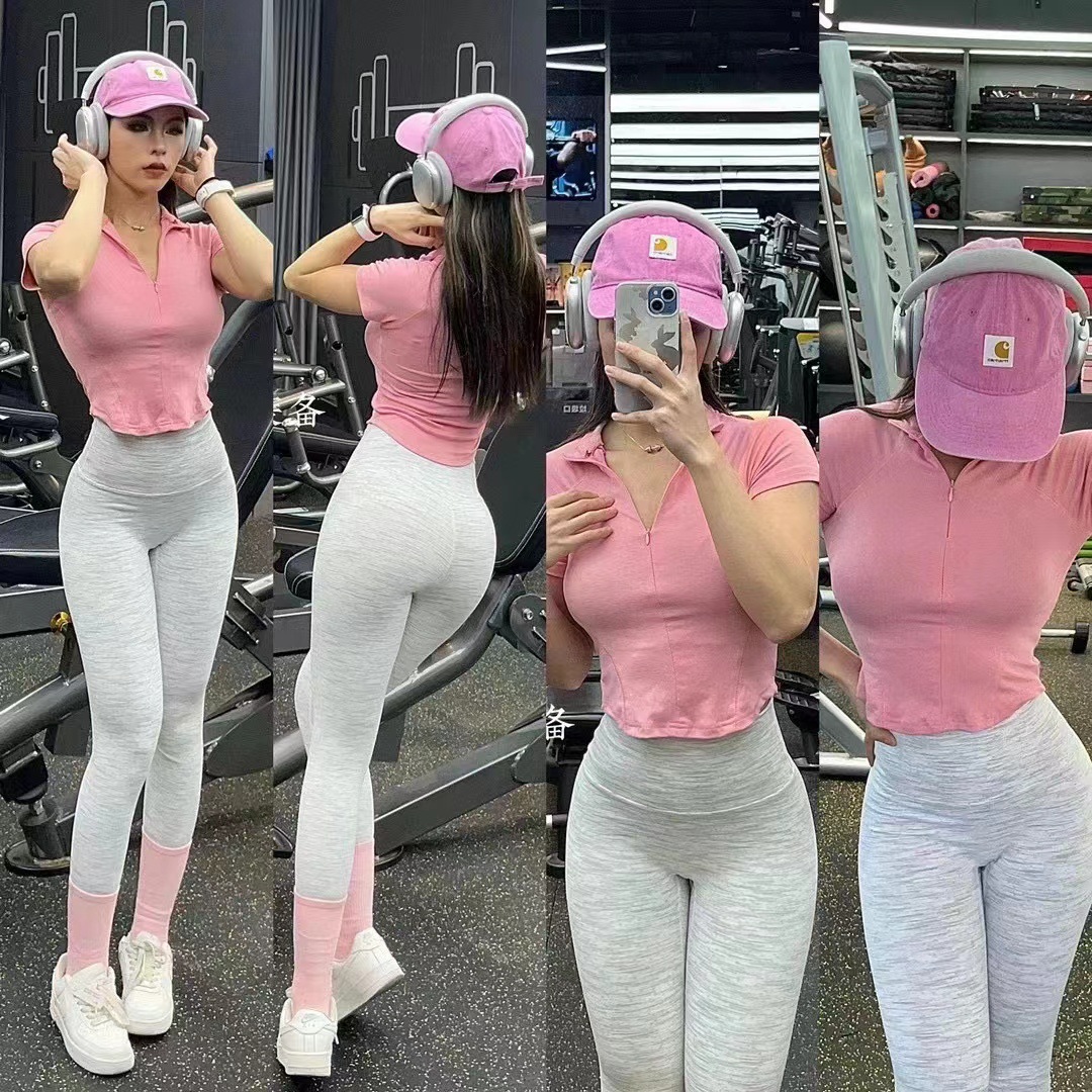 ins style European and American elastic bra high waist tight sports pants fitness tight trousers Pilates yoga pants suit