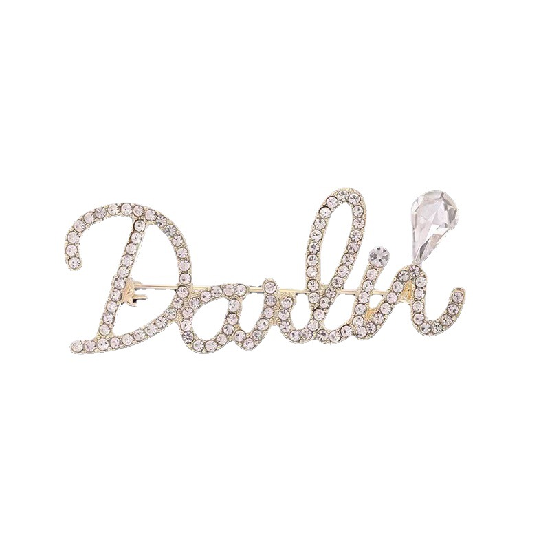 High end diamond studded English letter brooch, creative and elegant design, clothing accessories, luxury queen pin, anti exposure_voghion.com