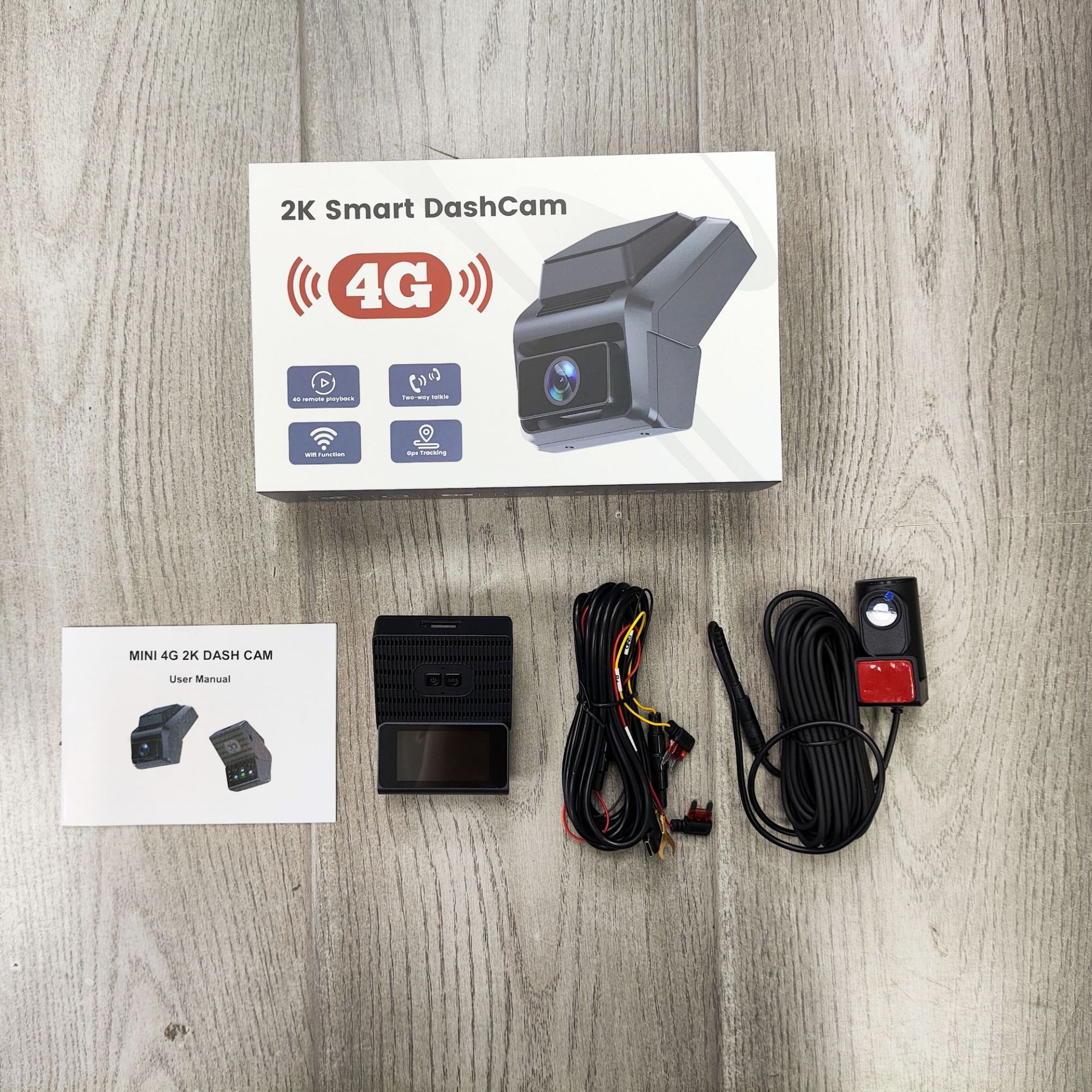 4G Dash Cam with Remote Real-Time Connection, 2K Front and Rear Recording