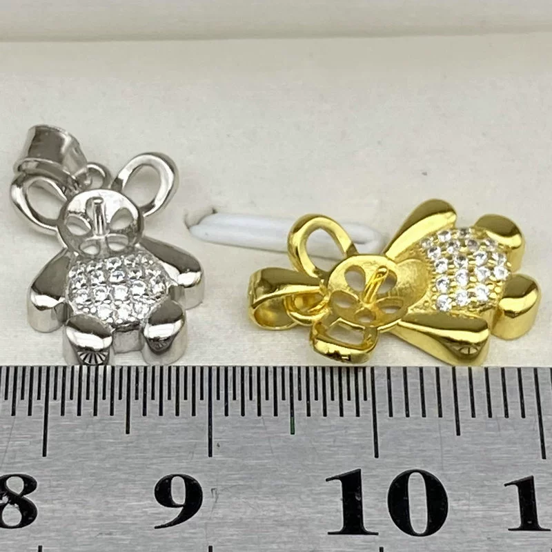 S925, подвеска жемчуг, handmade аксессуары, образец серебра 925, с маленькими медведями, DIY, образец серебра 925