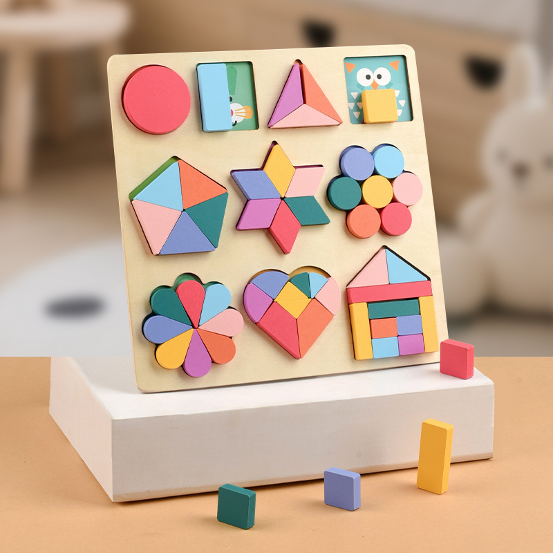 Montserrat Educación temprana Geometría forma de flor columna puzzle para niños ensamblaje de bloques de construcción emparejados juguetes de puzzle