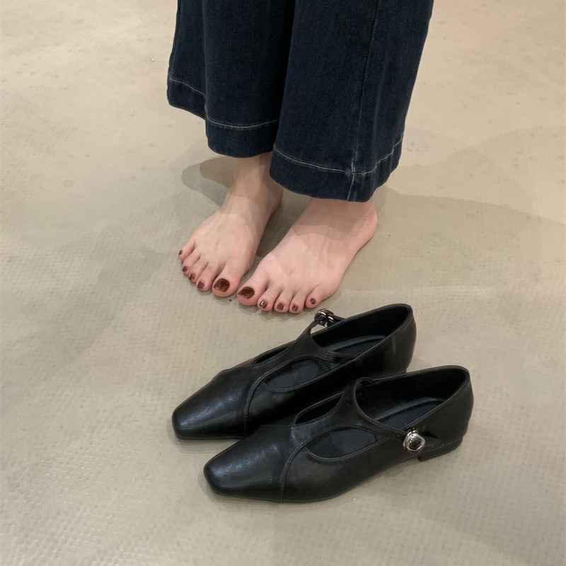 韩版T型带浅口单鞋女2025秋低跟玛丽珍鞋方头时装鞋潮牌青年女鞋|undefined