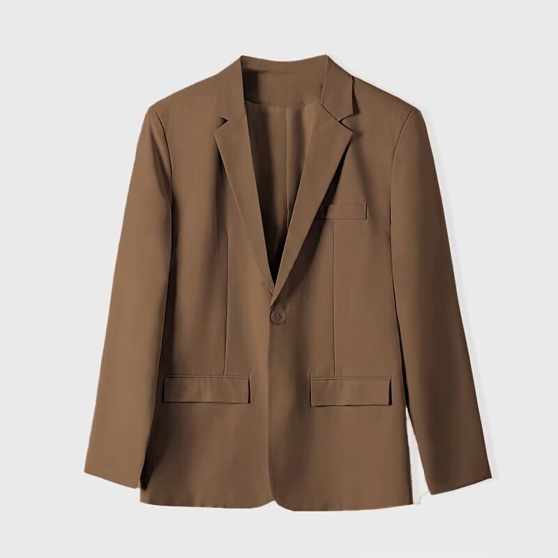 Trendy High-End Solid Color Blazer Jacket for Men 2025 Spring and Autumn Vintage Loose Silhouette Versatile Blazer Jacket