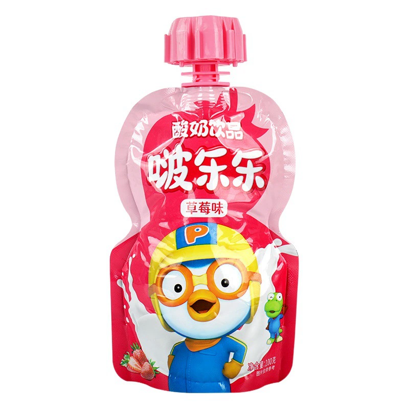 Lele Pororo Йогуртовый напиток 100 мл клубничный вкус йогурта аромат персика вкус черники молочная кислота бактерии напиток