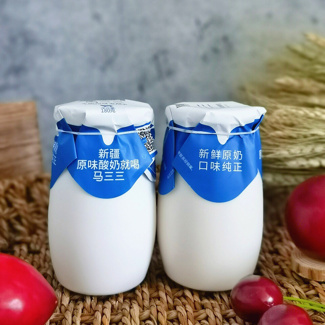 【顺丰/德邦】新疆马三三老酸奶原味180g*12罐 全脂风味发酵乳