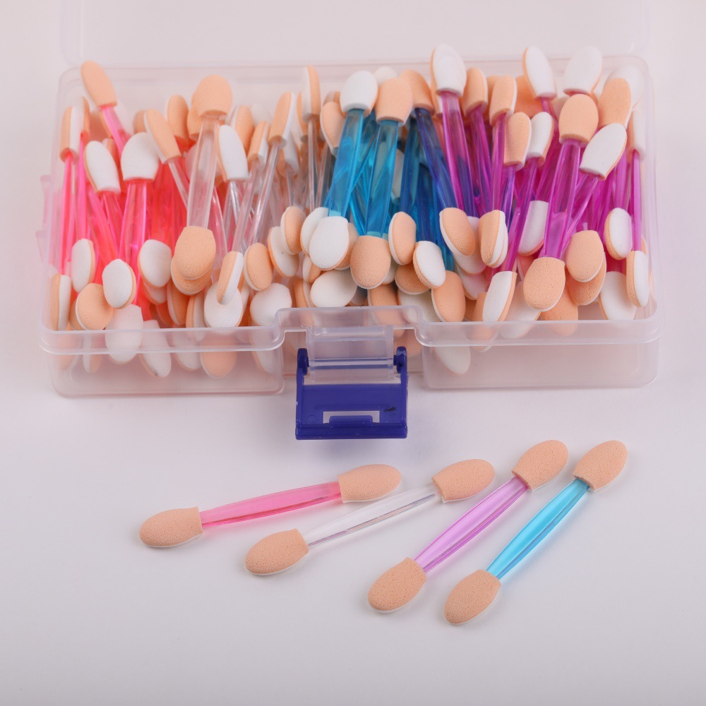 Box of 100 double-ended sponge eye shadow sticks 6.5cm disposable…
