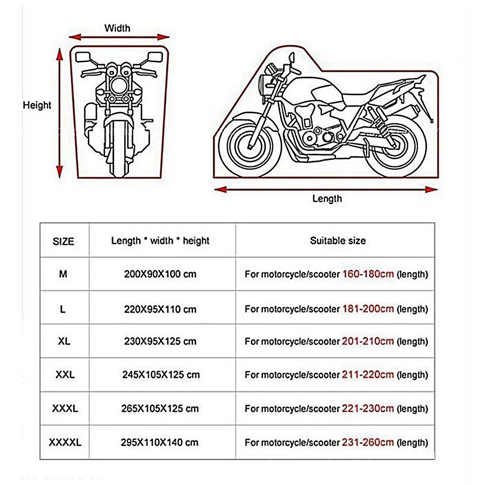 Motorcycle Cover, Rainproof and Sunproof, Thickened 190t Silver-Coated, for Electric Vehicles and Bicycles, Exclusively for Cross-Border Sales, Supports Label Customization