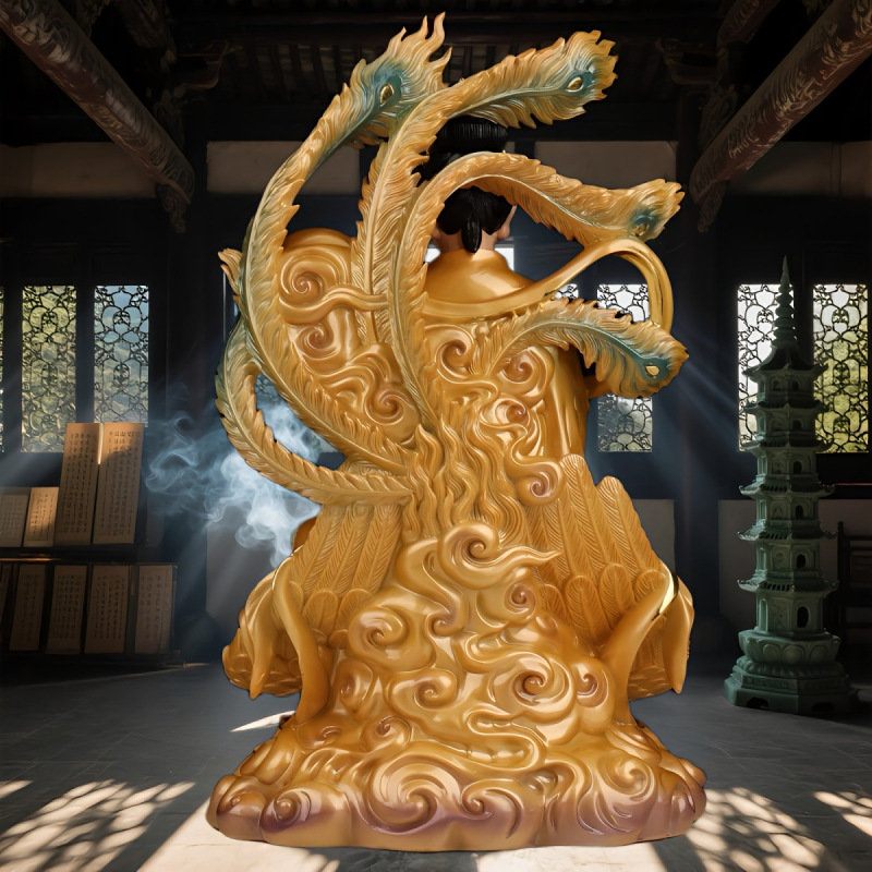 九天玄女神像家用踏凤供奉玄母天尊像体圣母娘娘寺庙桌面树脂摆件|undefined