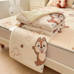 Summer Cartoon Ice Silk Latex Mat Summer Cool Quilt Bed Four-Piece Set Children's Cool Air-Conditioned Soft Mat Three-Piece Set