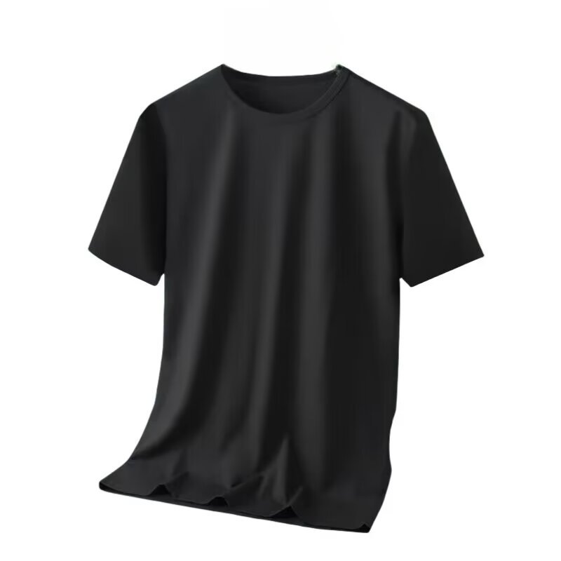 Camisa menos ropa seda de hielo de manga corta para hombre estilo coreano delgado simple color sólido comercio exterior spot venta al por mayor camisa de malla casual