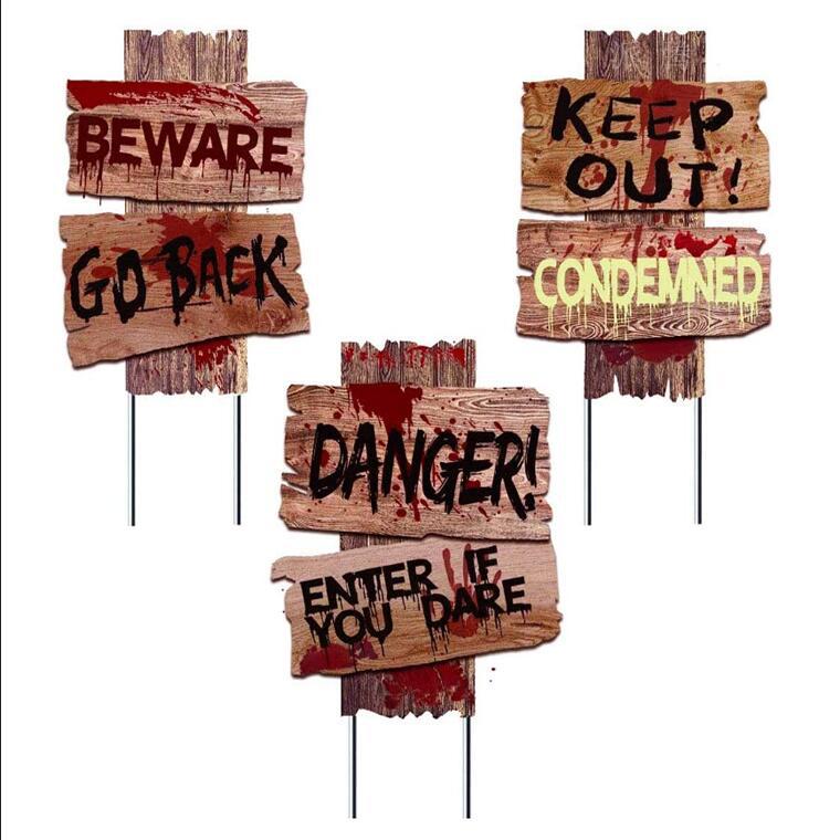 亚马逊万圣节新款庭院地插户外派对草坪装饰插牌 中空板鬼节标志