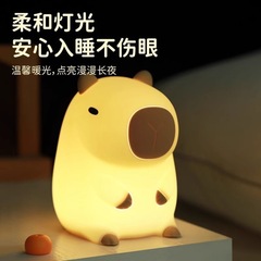 新しい豚のドアのカピバラの小さい夜の明かりは小さい贈り物を並べます。