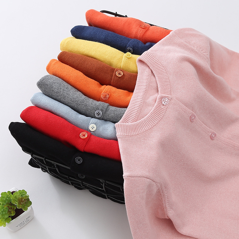 2026 Spring and Autumn Knitted Cardigan for Older Children, Solid Color Sweater Cardigan Jacket for Boys and Girls, Class Uniform, Spring and Autumn Style