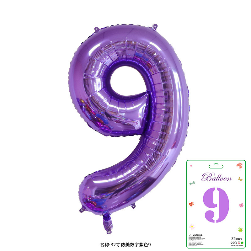 32寸卡装美版数字0到9气球儿童生日派对装饰婚庆婚房布置数字气球|undefined