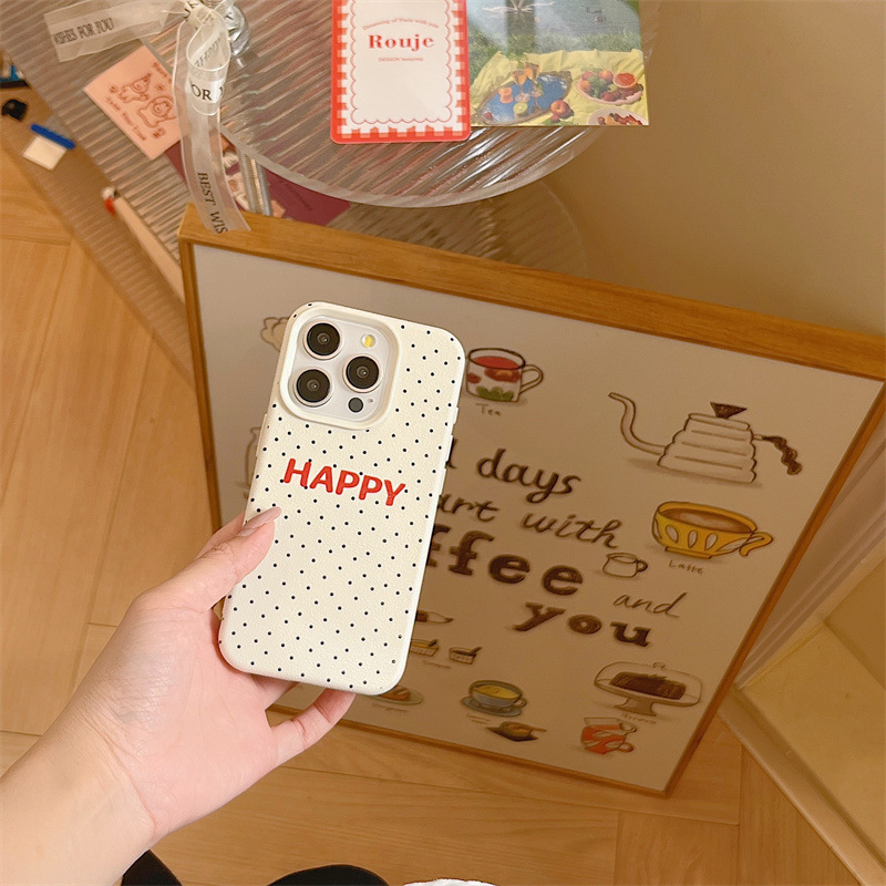 Creativo lunares galleta niño manzana 15promax texto feliz Apple 14pro funda para teléfono móvil para 13 suave