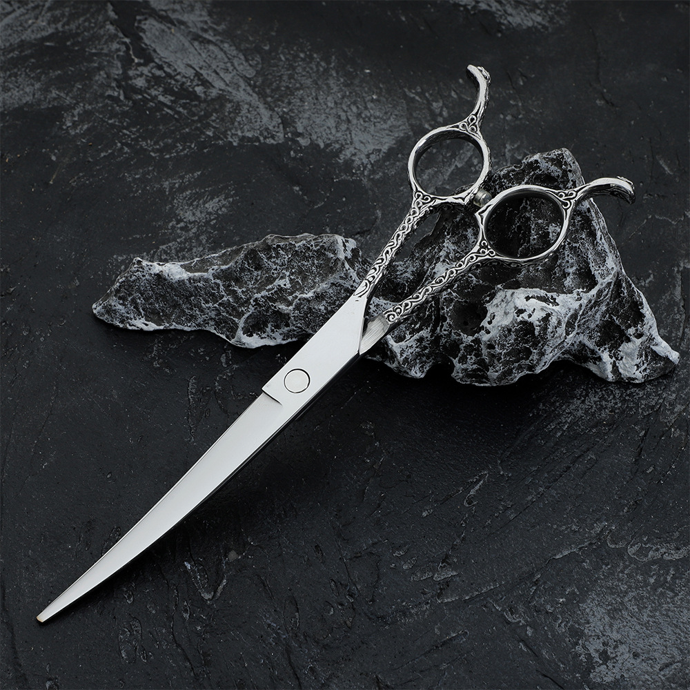 Tijeras de belleza para mascotas tijeras de pelo de peluche tijeras de pelo tijeras curvas herramienta tijeras rectas tijeras curvas tijeras de hueso de pescado traje