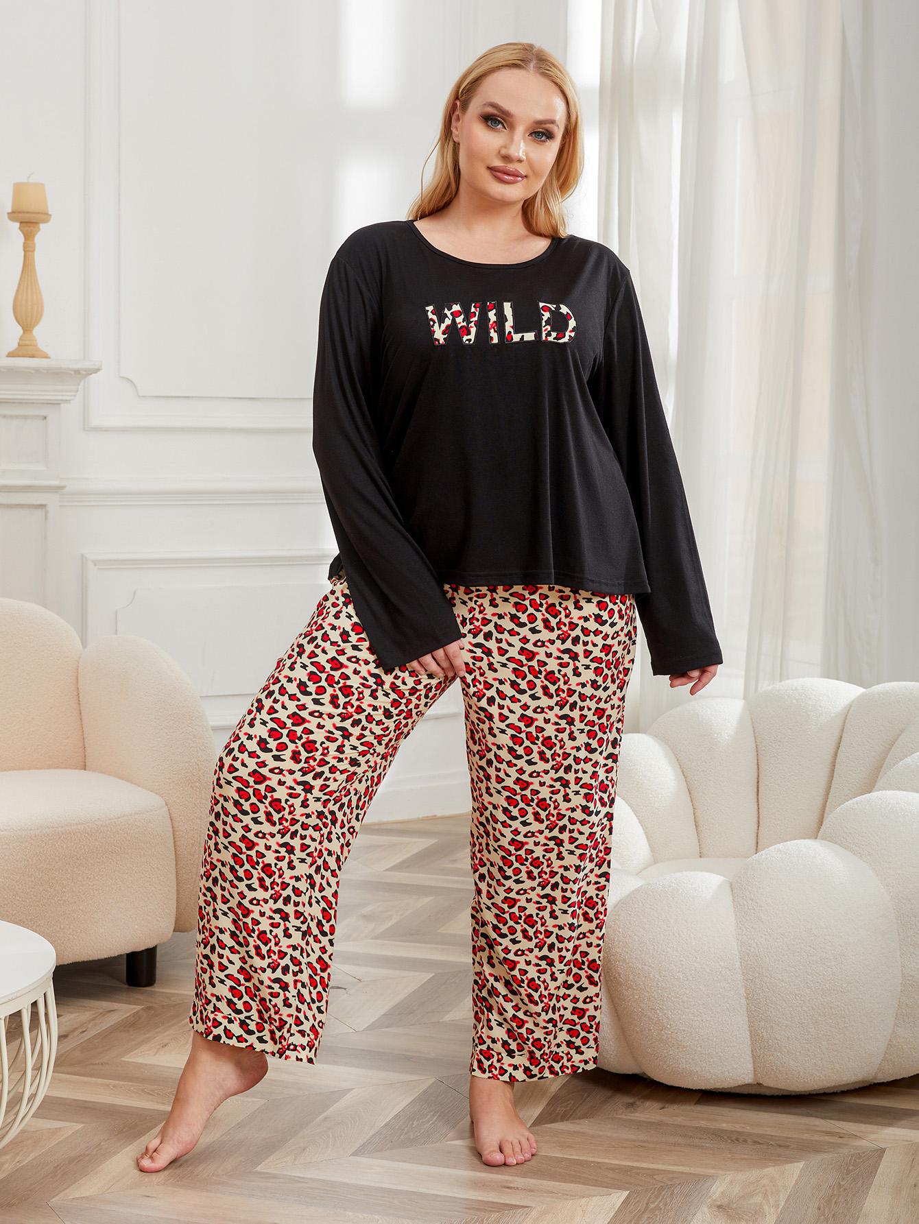 Large size pajamas for women, 200 pounds, chubby mm, autumn and winter long sleeved home clothing set_voghion.com
