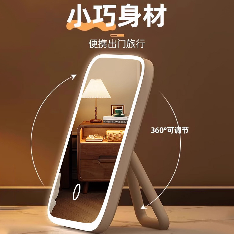 LED con lámpara梳妆台 espejo de maquillaje de brillo 2025 nuevo inwind dormitorio espejo plegable de escritorio