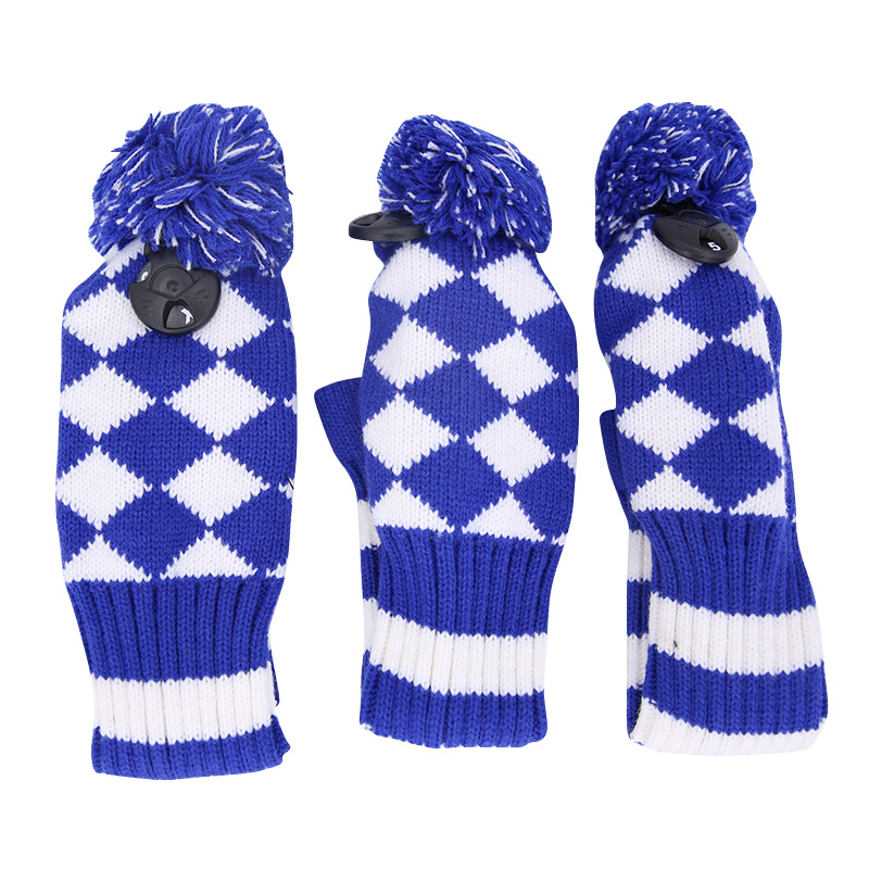 Cubierta del Club de Golf N ° 135 varilla sombrero de punto conjunto cubierta del putter de golf cubierta protectora azul fábrica personalización al por mayor