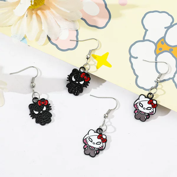 Sanrio Hello Kitty X Spider-Man Gwen Stacy Couple Bff Earrings Cosplay Costume Accessories