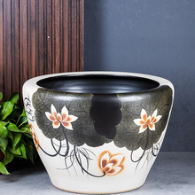 景德镇复古陶瓷古法养金鱼缸庭院老式大水缸睡莲荷花缸古法养鱼缸