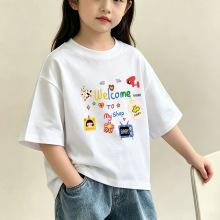俏妮卡 外贸新款童装女童短袖T恤爆款可爱女孩中大童宽松夏季上衣