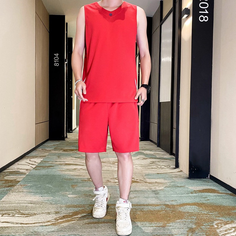 Trajes deportivos casuales para hombres verano nuevo chaleco de hielo sin mangas pantalones cortos chaleco de baloncesto secado rápido grande conjunto de dos piezas image 10