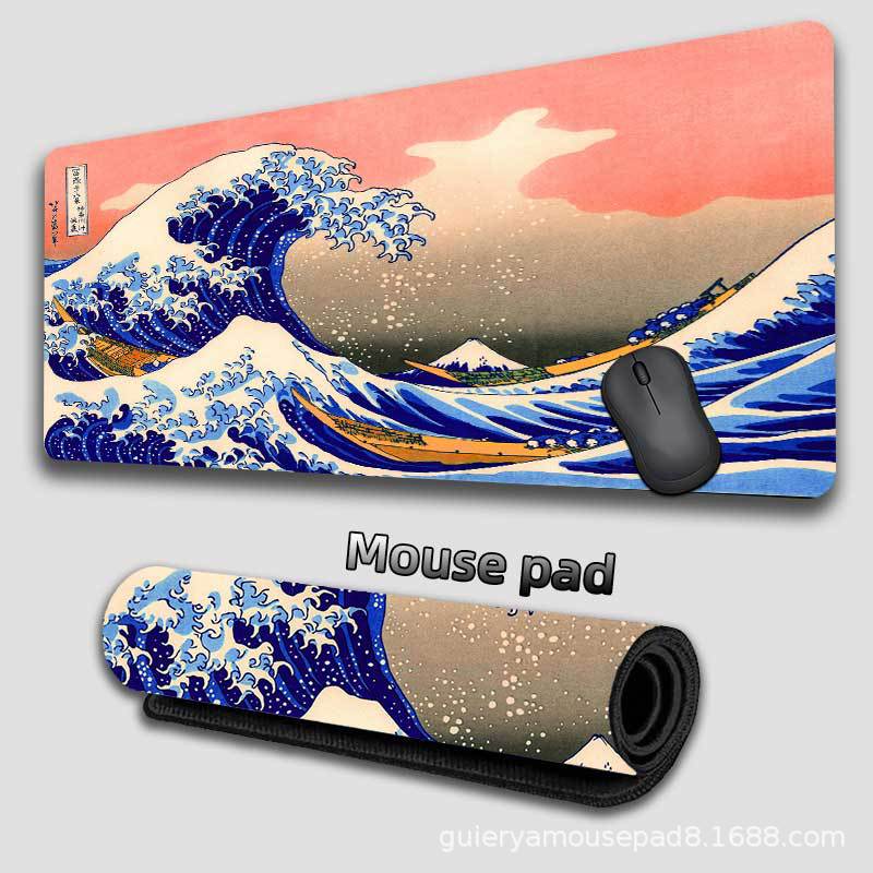 Kanagawa Waves Japanese Wind Alfombrilla de ratón súper grande transfronteriza Alfombrilla de escritorio de oficina personalizada Alfombrilla de ratón para teclado Mousepad