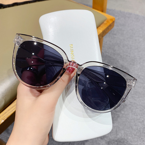 New K-Pop Trendy Jelly Tea Sunglasses, Instagram-style Women's Street Style Sunglasses, Slimming Face Sunglasses