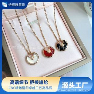 White Fritillaria Amulet Necklace Women 18k Rose Gold Premium Seiko Version V Gold Red Agate Pendant Personalized Clavicle Chain
