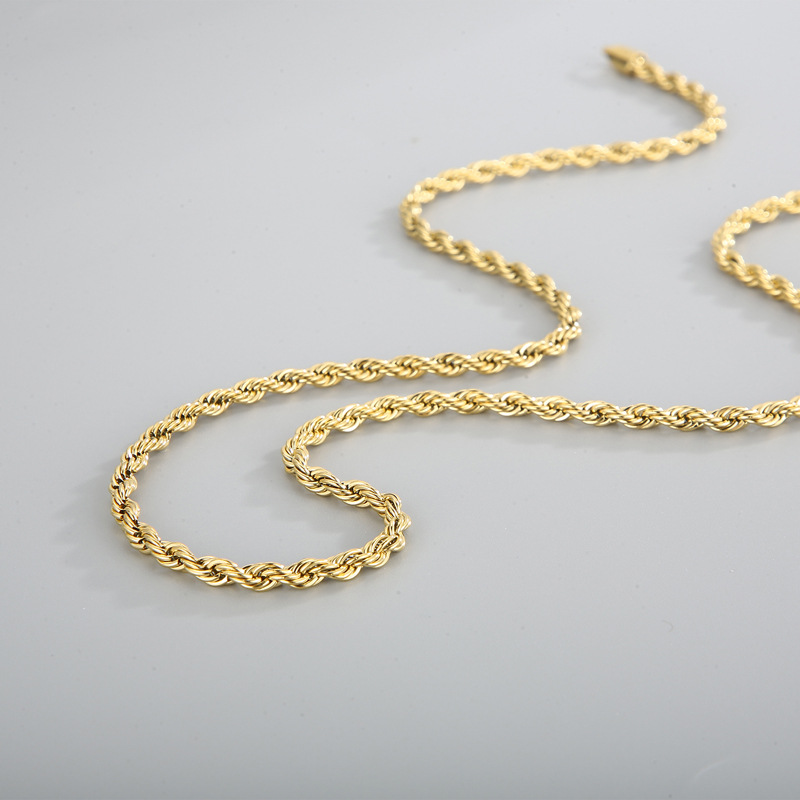 304 Stainless Steel Chain Material PVD Coated 18K Gold Plated Geometric Titanium Steel Simple Style Waterproof Non Tarnish Necklace