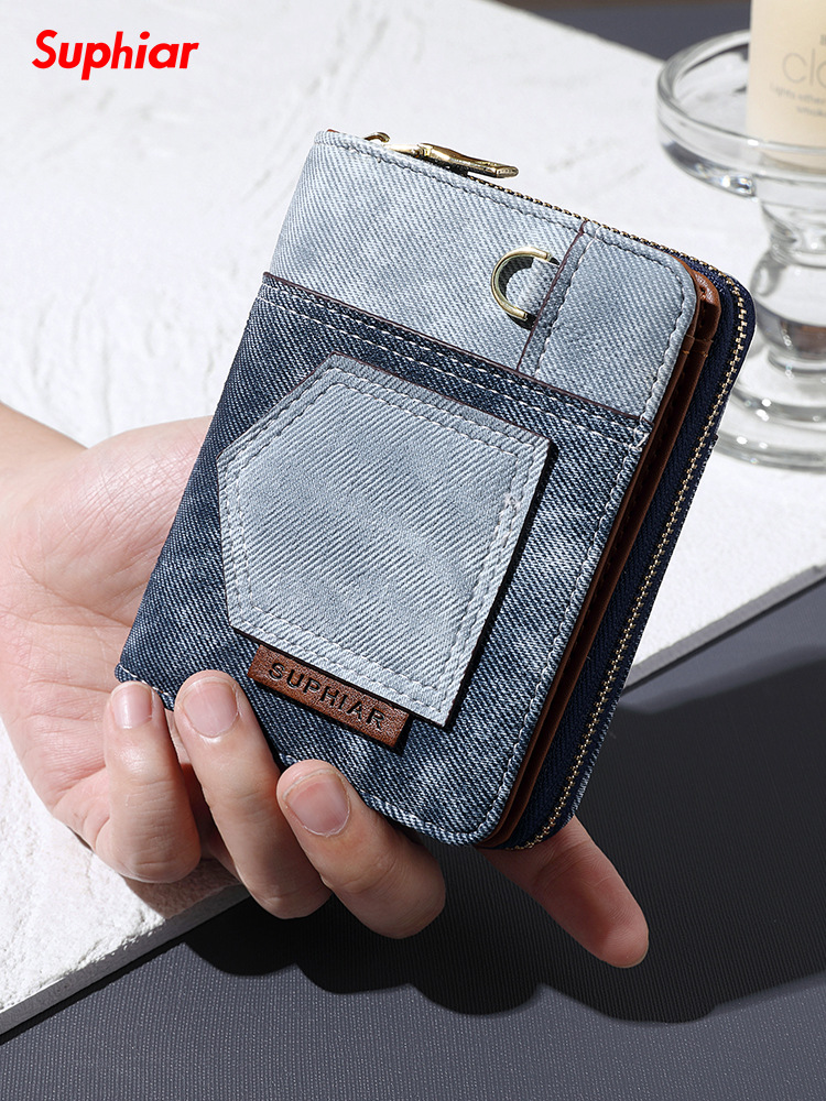 Pequeña billetera para mujeres 2024 nuevo estilo japonés y coreano simple plegable billetera de cambio de estudiantes compacta función corta vaqueros antirrobo