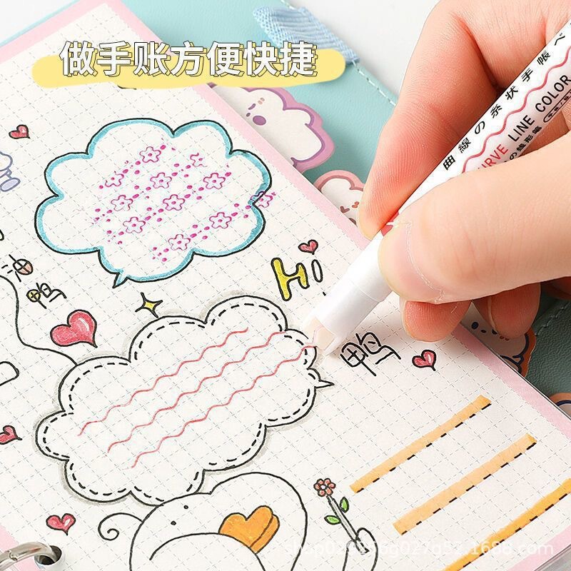 蛍光ペン、花型輪郭ペン、カーブペン、手書き新聞カラーペン、細波マーカーペン、学生マーカーペン|undefined