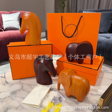 轻奢大象马头木质动物家居摆件装饰客厅工作室招财好寓意