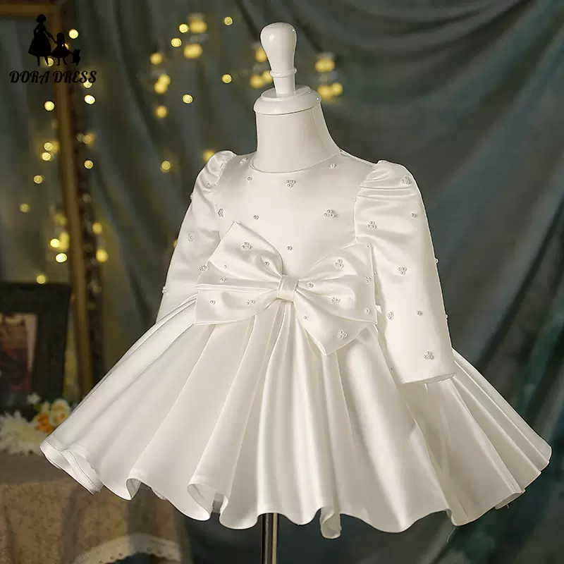 新款儿童礼服公主裙蝴蝶结婚礼小女孩礼服女童钢琴周岁生日礼服