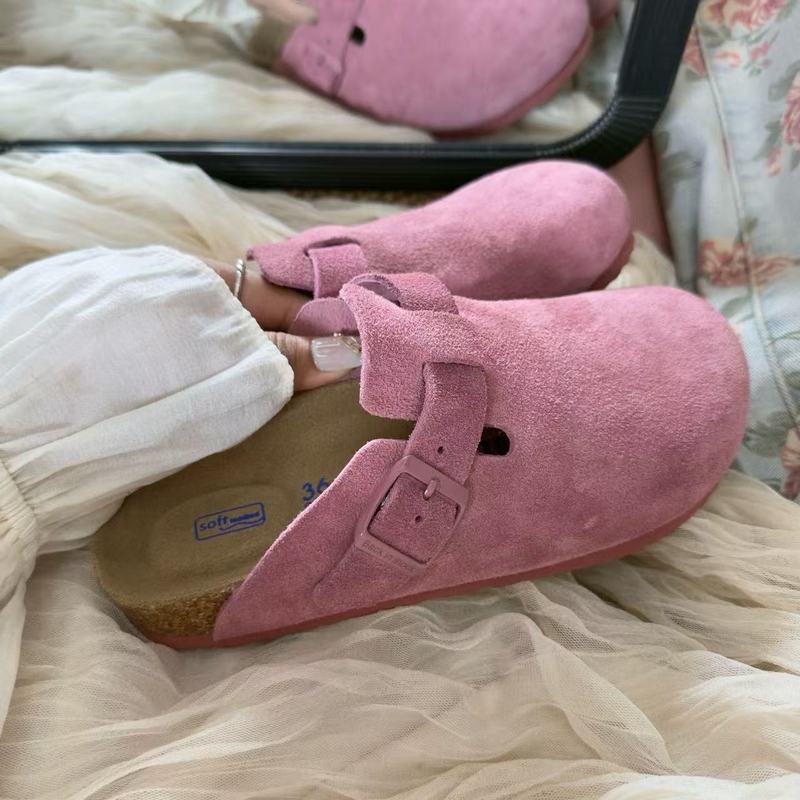 Boken シューズ フルカット牛革ハーフパックレディースカラフルな春と秋の新しいハーフスリッパ女性の怠惰な靴アウターウェア包頭スリッパ|undefined