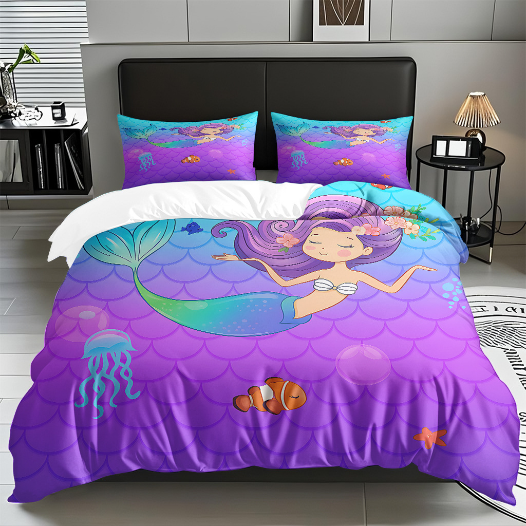 TEMU / JIT transfronterizo dibujos animados sirena digital impresión quilt kit fuente fábrica directa