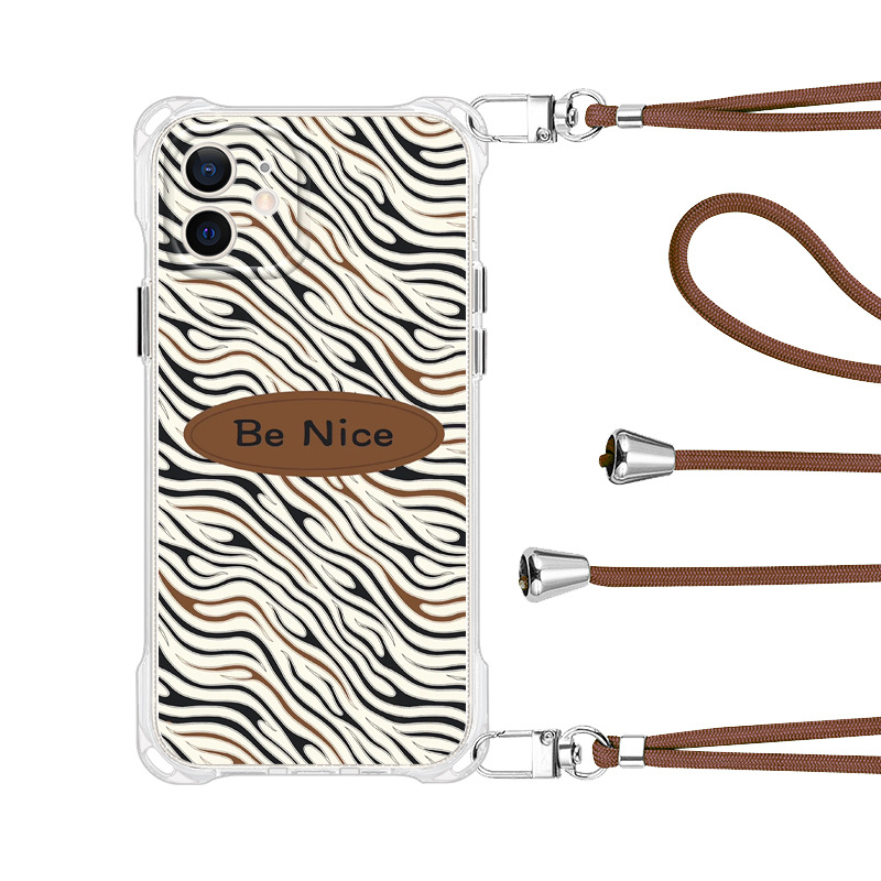 Zebra Print Crossbody Phone Case For Iphone 15 Pro Max And 14_voghion.com