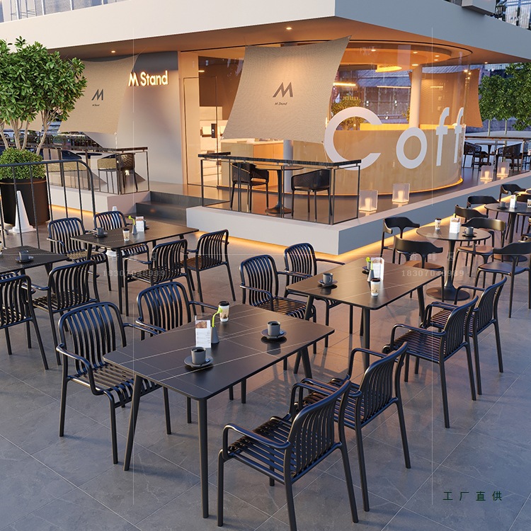 Outdoor Table and Chair Combination Bar Terrace Outdoor Bar Tavern Leisure Outdoor Restaurant Milk Tea Shop Cafe Table