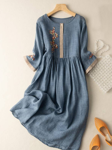 Ethnic summer dress with sleeves