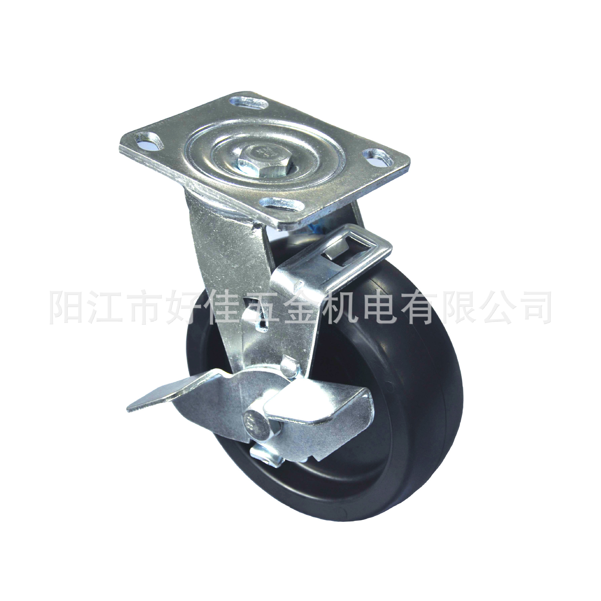 源头工厂热卖6X2重型高承载黑色尼龙边刹脚轮