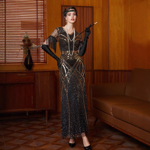 European and American 1920S Gatsby Dress Retro Party Evening Dress Amazon Prom Beaded Sequin Dress