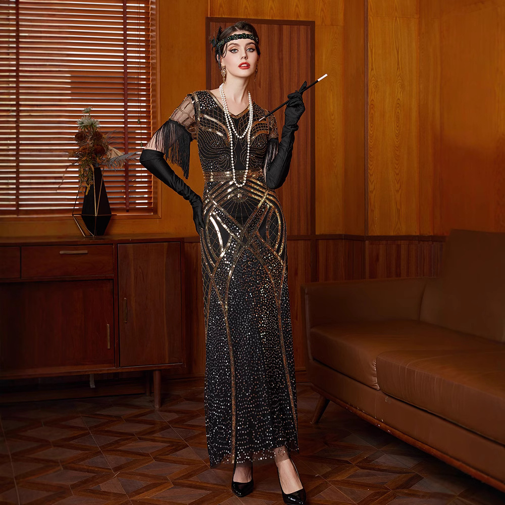 European and American 1920S Gatsby Dress Retro Party Evening Dress Amazon Prom Beaded Sequin Dress