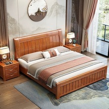 中式实木床家用1.8米双人床1.5米硬板床卧室出租屋床一米二单人床