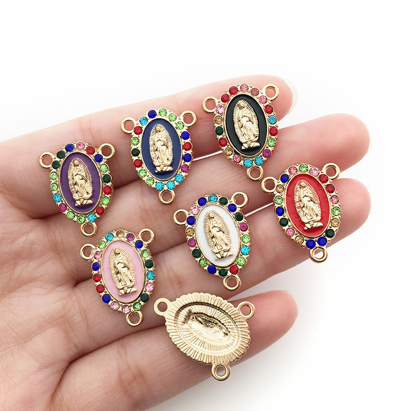 1 Piece Simple Style Human Oval Alloy Enamel Plating Inlay Connector Jewelry Accessories display picture 11