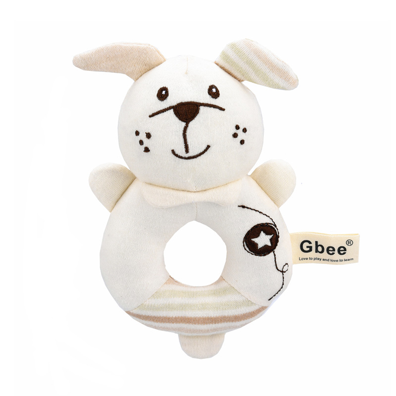 Gbee nuevo color tejido de punto sonajero bebé calmante juguete animal mano palo 0-1 años de edad juguete de peluche