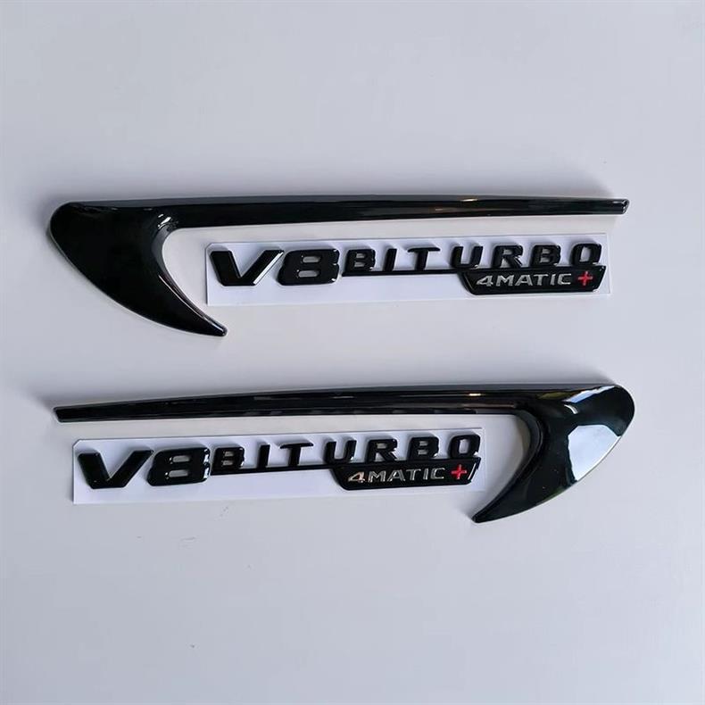 Mercedes-Benz E-Class, C-Class, C63S, C43, E53, E63S rear emblem stickers, AMG black car emblem, modified turbo V8 side emblem